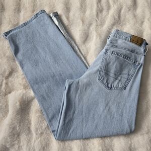 American Eagle High Rise Stovepipe Jeans Size 4 Long Metallic Side Stripe Light